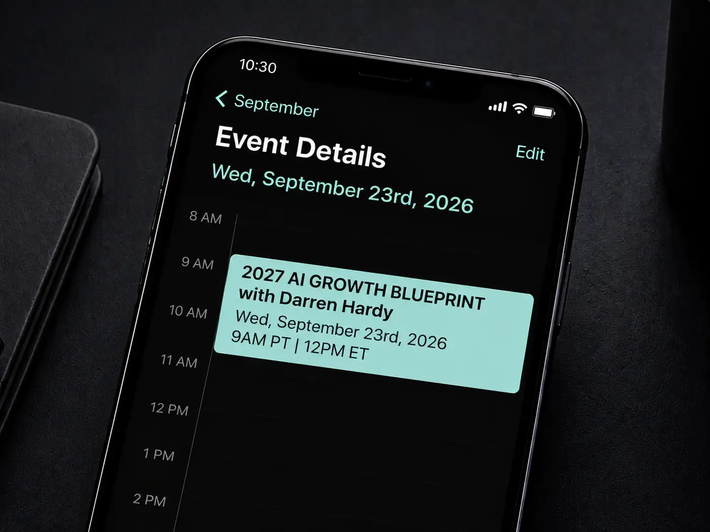 Calendar reminder for the 2027 AI Growth Blueprint livestream, Wednesday September 23 at 9am PT
